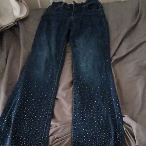 Women's Blue Jeans with Studded Detail